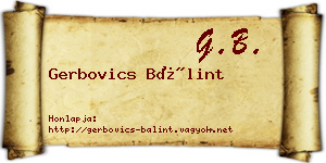 Gerbovics Bálint névjegykártya